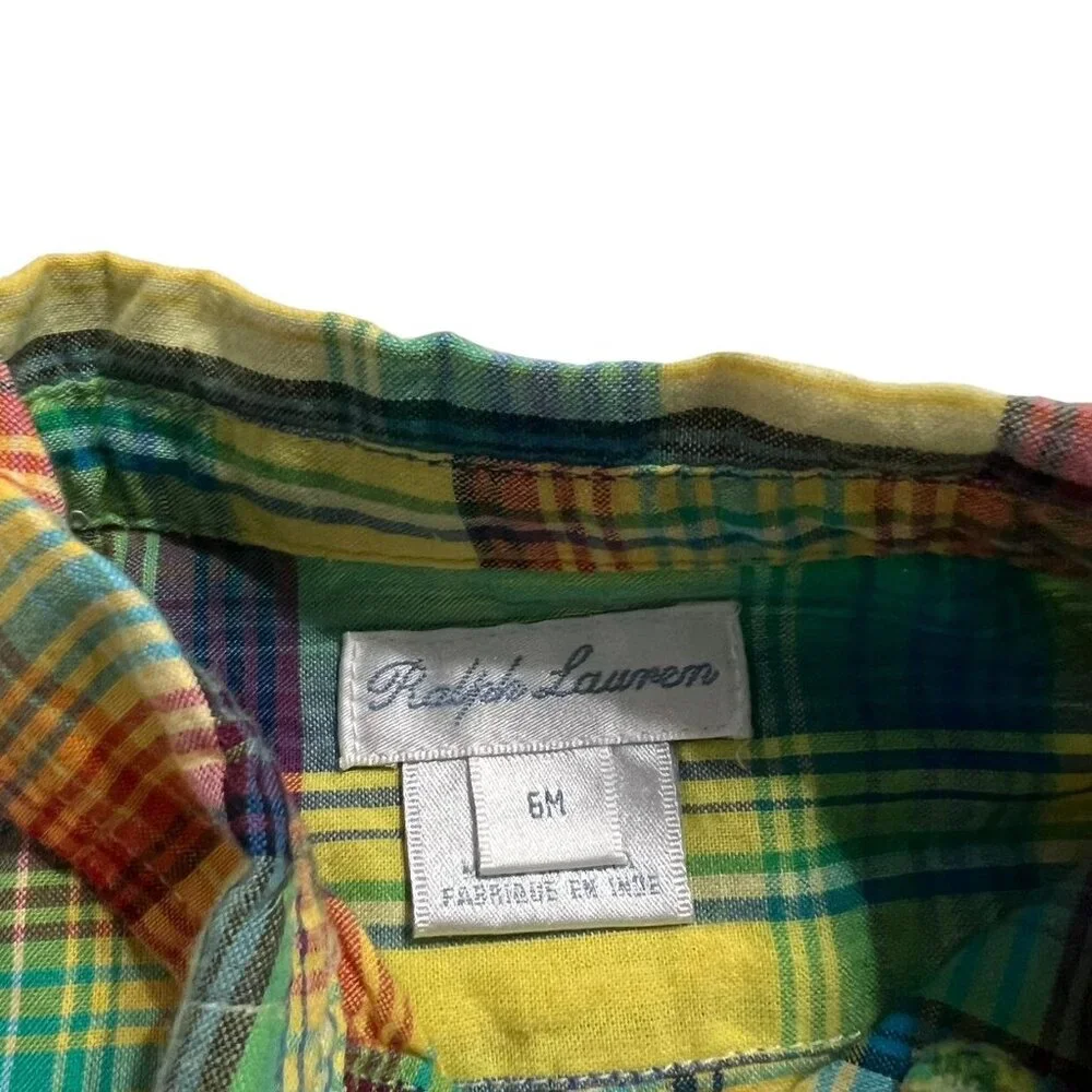 Ralph Lauren 6m Colorful Yellow Plaid Romper